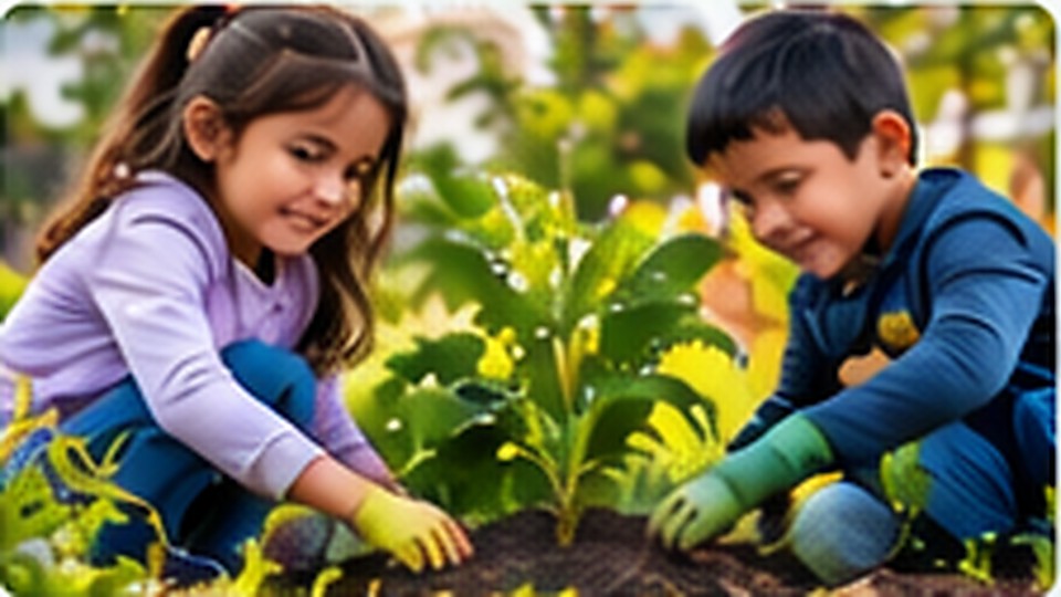 Niños participando en una actividad de naturaleza